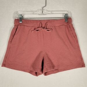 Madewell Elastic Drawstring Cotton Blend Shorts in Pink, Size XS